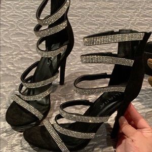 Black heels with rhinestones